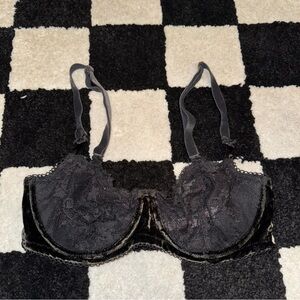 Victoria Secret Black Velvet & Lace Dream Angels Push-Up Without Padding 32DD